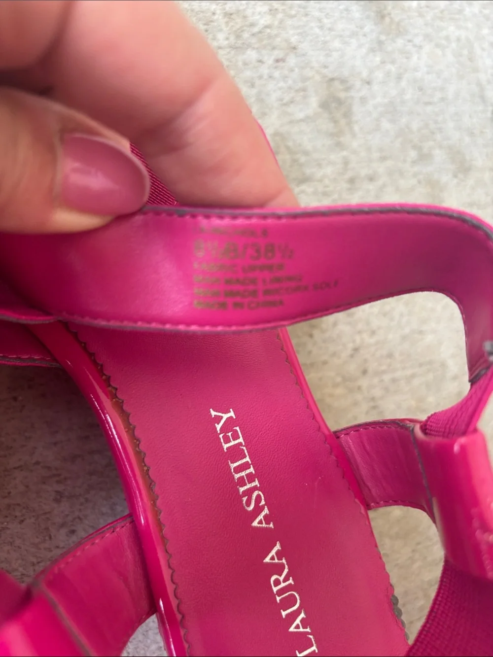 Laura Ashley Bright Pink Elastic Crossover Cork Wedge Sandals